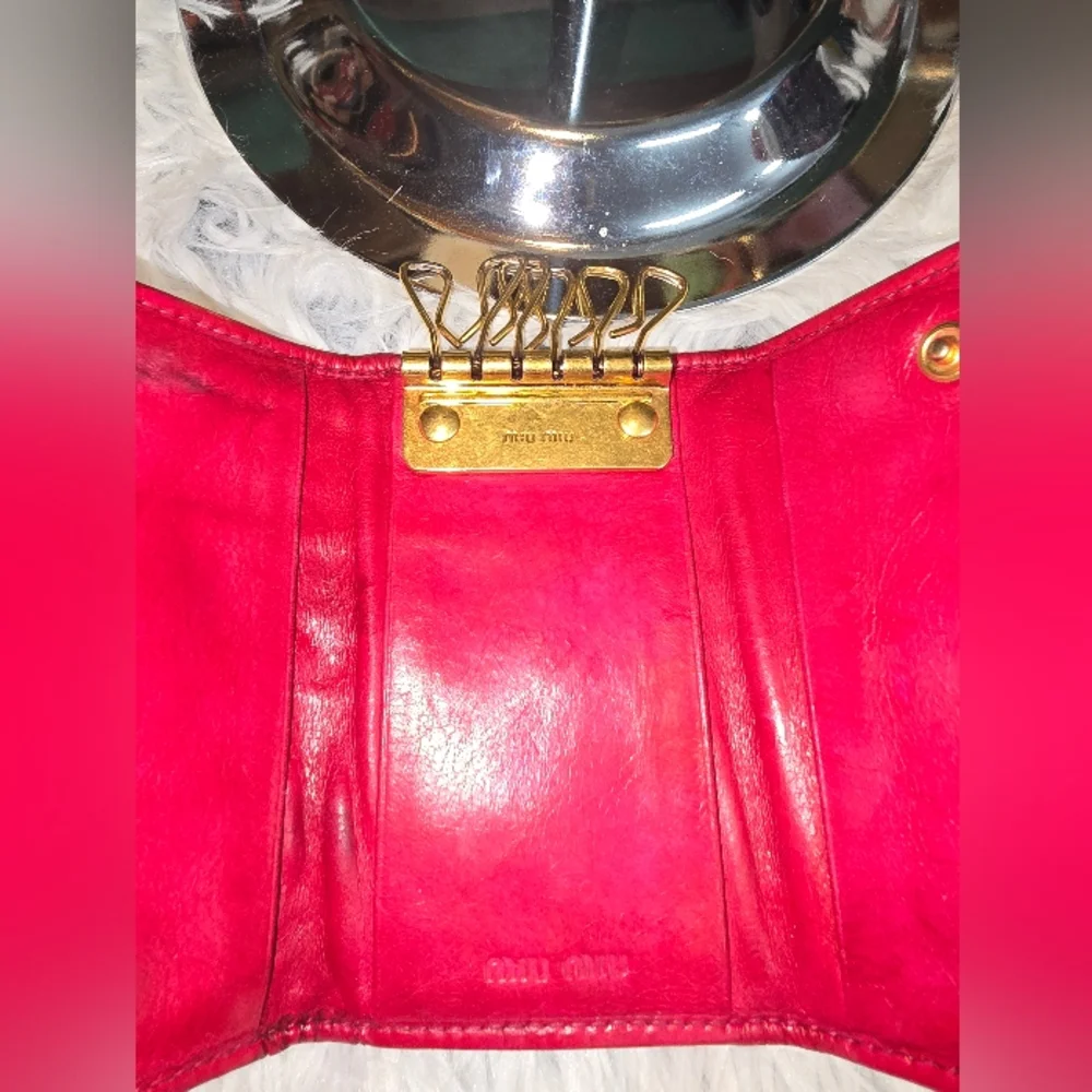 Miu Miu Vibrant Red Leather 6 Key Wallet guc rehabbed